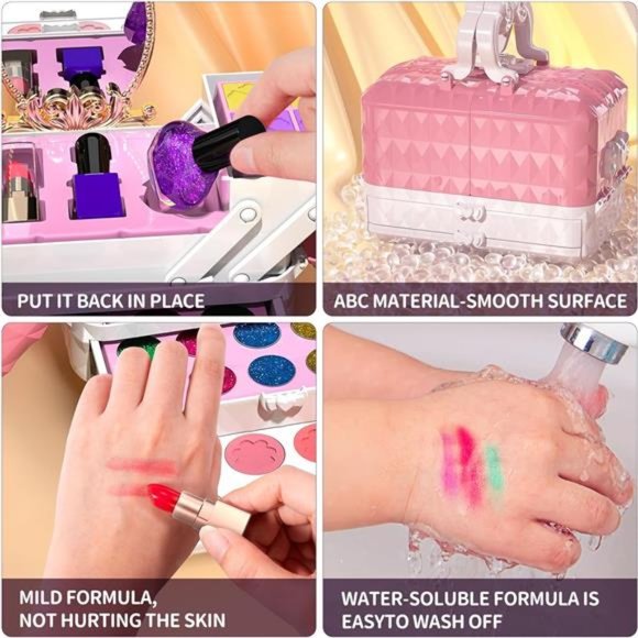 Kids Makeup Kit - 52 Pcs Pretend Makeup, Washable For Kids - Picture 4 of 7